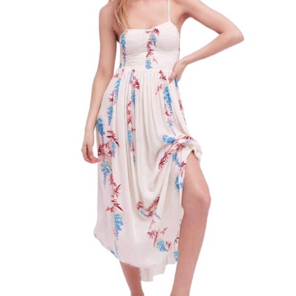 Free People XS Beau Smocked Printed Maxi Dress